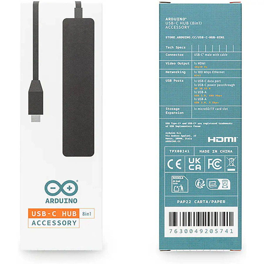 ARDUINO TPX00241 - HUB ADAPTADOR USB-C 8-EM-1 OFICIAL ARDUID ARDUINO TPX00241 - HUB ADAPTADOR USB-C 8-EM-1 OFICIAL ARDUID