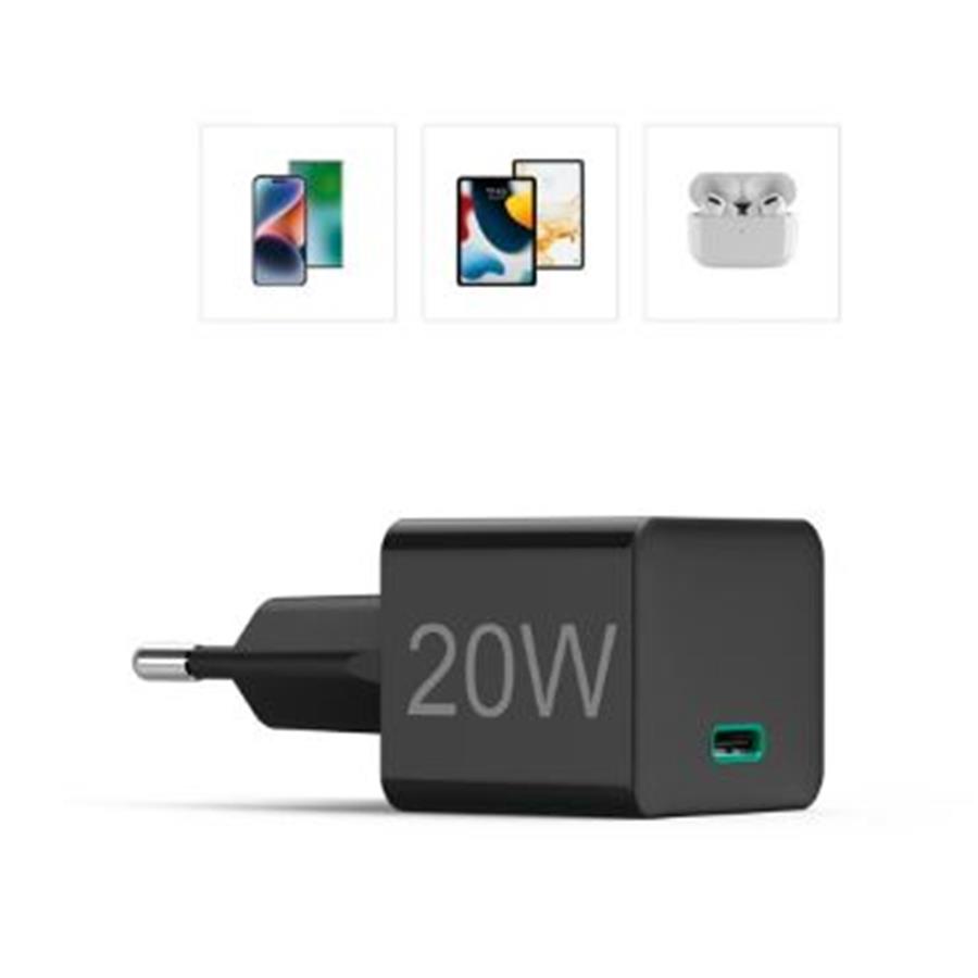 HAMA - CARREGADOR USB-C PD/QC 20W RÁPIDO MINI-CHARGER PRETO