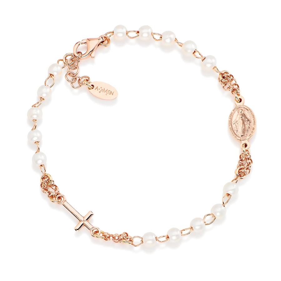 AMEN ROSARY ROSE GOLD PULSEIRA PRATA DOURADA BRORB3