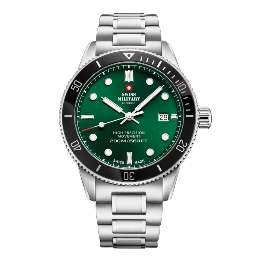 SWISS MILITARY 41.5 MOSTRADOR VERDE - RELÓGIO DE HOMEM