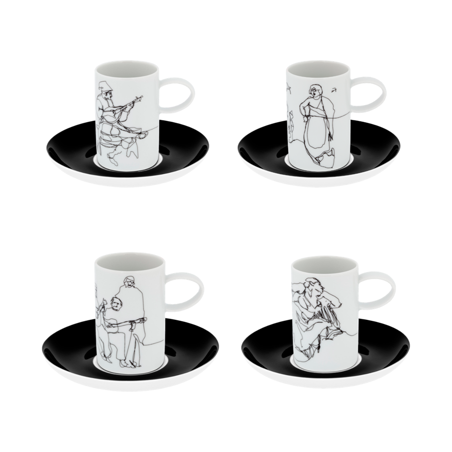 CONJUNTO DE 4 CHÁVENAS CAFÉ E PIRES "O FADO"