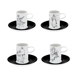 CONJUNTO DE 4 CHÁVENAS CAFÉ E PIRES "O FADO"