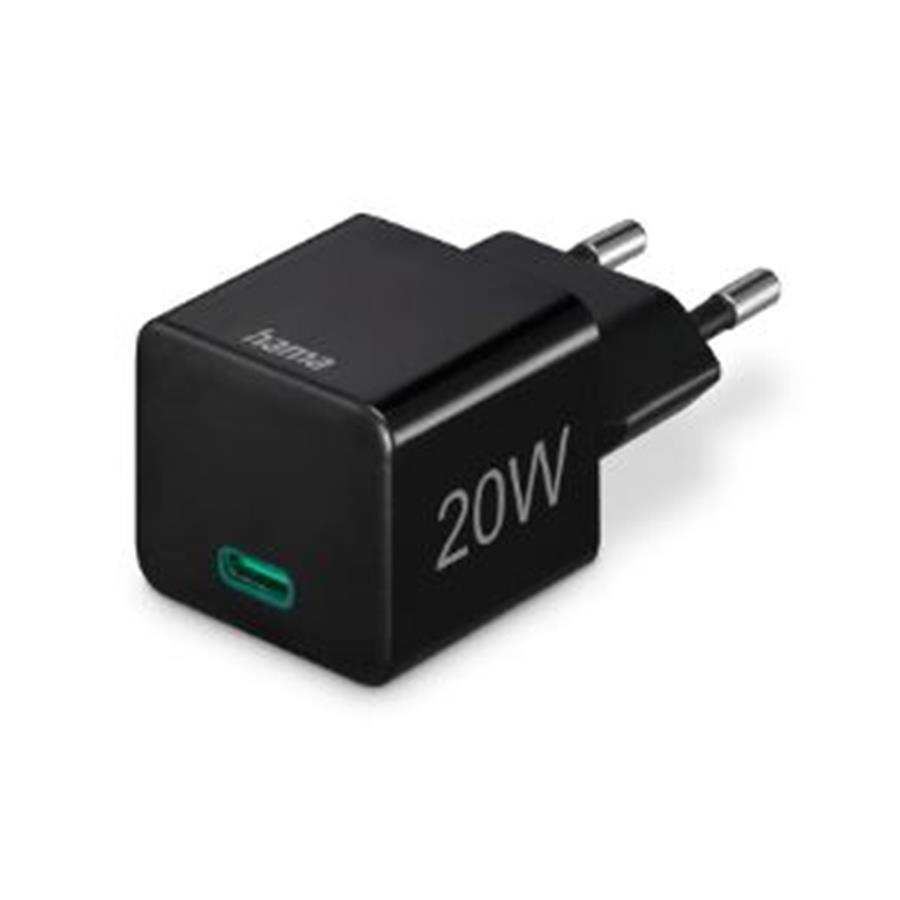 HAMA - CARREGADOR USB-C PD/QC 20W RÁPIDO MINI-CHARGER PRETO