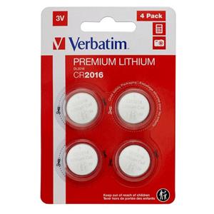 VERBATIM PILHAS CR2016 LITHIUM 3V 80MAH 49531 4UNIDADES