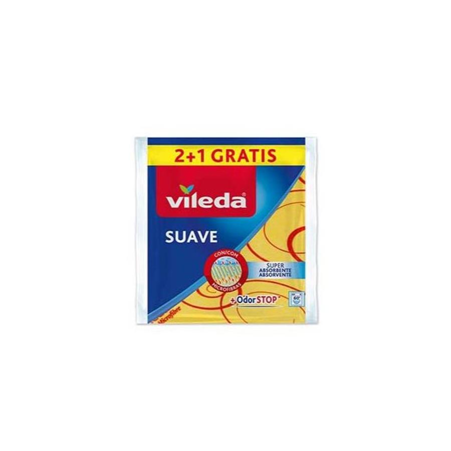 PANO 35X40CM MULTIUSOS VILEDA SUAVE AMARELO PACK 2+1 GRÁTIS