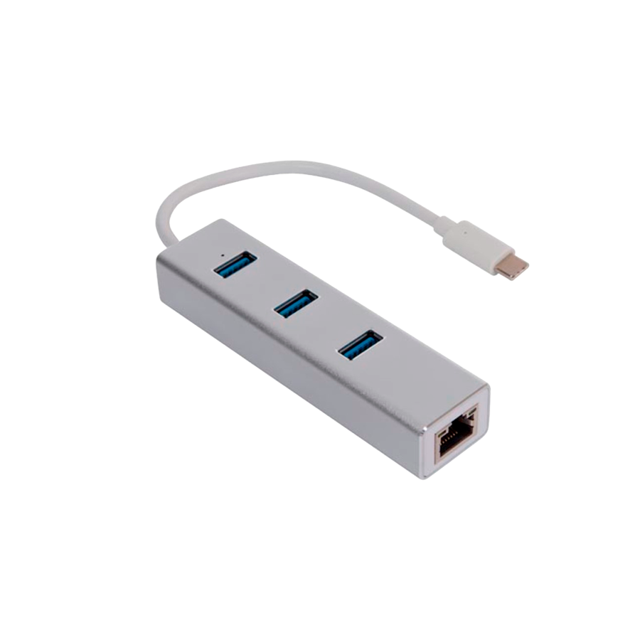 ADAPTADOR - USB - C PARA ETHERNET GIGABIT + 3 PORTAS USB