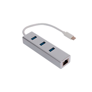 ADAPTADOR - USB - C PARA ETHERNET GIGABIT + 3 PORTAS USB