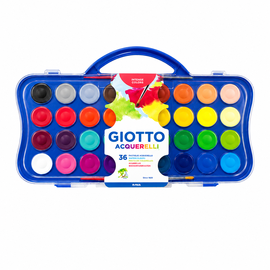 CONJUNTO AGUARELAS 36 CORES 30MM + PINCEL GIOTTO